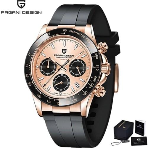 PAGANI DESIGN Novel Function Chronograph Running Code Luminous Clear Rubber Mens Watch Japanese Movement Quartz Watch PD-1664