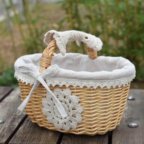 Wicker and rattan woven flower basket portable storage basket egg basket shopping basket picking basket garden accessories