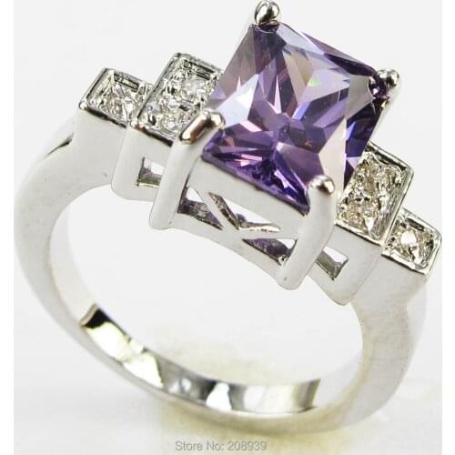 Stunning Fashion 3.2CT Purple Zircon Heavy Silver Color Ring #1209 Size 678910