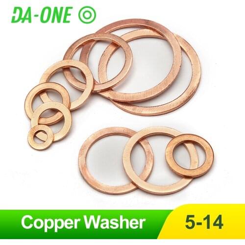Solid Copper Washer Shim Flat Ring Gasket Rings M5 M6 M8 M10 M12 M14 Seal Plain O Ring Spacer 10/20/50 Pcs Washers Fastener