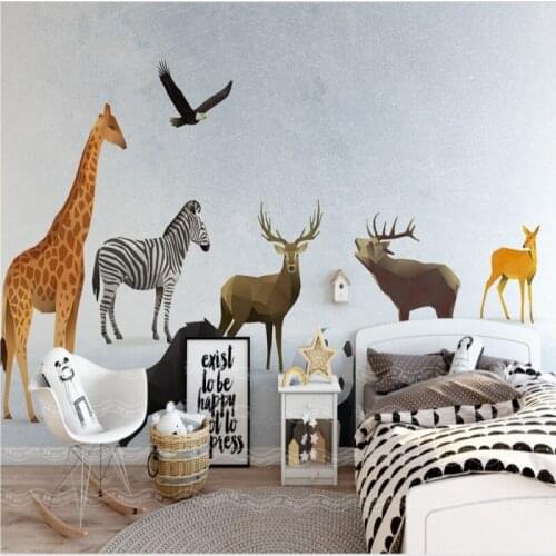 Dropship Fatman Kids Wallpaper Cartoon Geometric Animal Nordic Wallpaper 3d Foto Mural Wall Papers Home Decor Papel De Parede