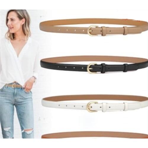 Female The New classic retro fashion simple all-match leather belt decoration Thin belt Circle Pin Buckles thoughtful Gift