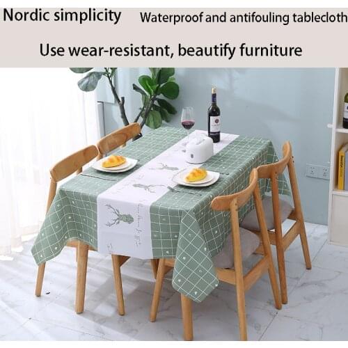Nordic Tablecloth Waterproof Oil-proof Anti-scalding PEVA Desk Cloth Ins Style Student Coffee Table Mat High-quality Fabrics