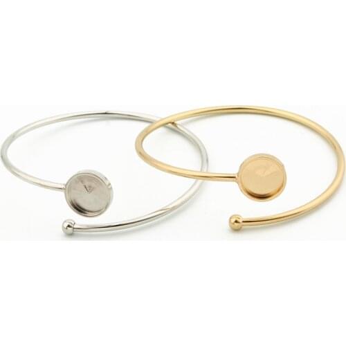 1Pc Fit 10mm Glass Cabochon Bangle Base Bracelet Settings Blank Tray Bezel DIY Jewelry Findings Women Making Accessories AC283