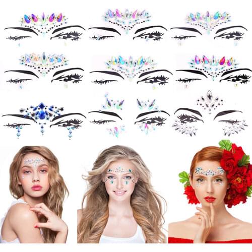 Temporary Tattoo Rhinestone Sticker Facial Sparkling Acrylic Stone Veneer Sticker Makeup Jewelry Body Flash Dancing H0990