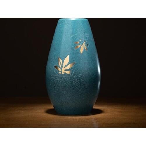 9.4 inches Japan Takaoka Art Deco Pure Brass Chisel engraving Maple leaf Vase Bottle Bronze Pot Home Furnishings gift Handicraft