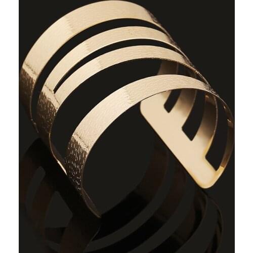 UODCM Bijoux Gypsy Fashion Gold Silver Plated Punk Hip Hop Cuff Wide Men Bangles Arm Bracelet for Women Bracelets & Bangles