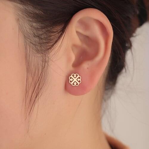 Vintage Clover Earrings for Girls Women Elegant Flower Ear Studs Ethnic Bohemia Lucky Jewelry Gift Bijoux Femme