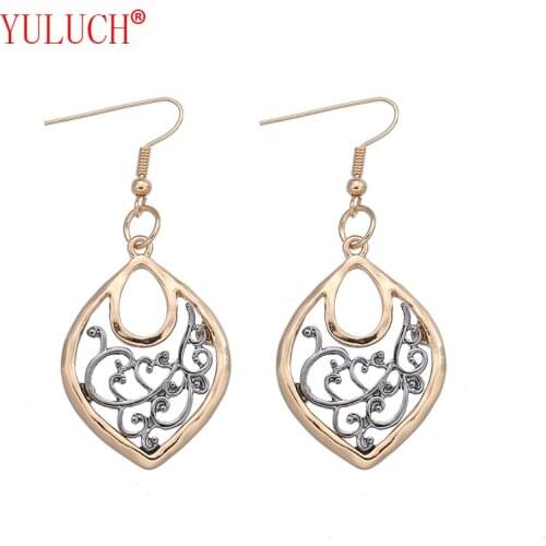 YULUCH 2018 Designer New Design Popular Zinc Alloy Geometric Water Drops Openwork Pendant for Fashion Women Earrings Jewelry