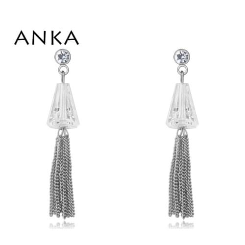 ANKA fashion vintage geometric crystal long tassels earrings long dangle jewelry earring for women Crystals from Austria #26065