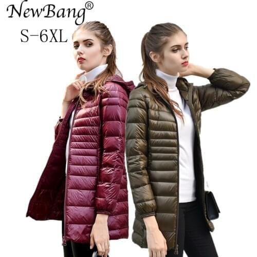 NewBang Brand 5XL 6XL Female Long Down Coat Women Ultra Light White Duck Down Jacket Winter Warm Womens Overcoats Plus