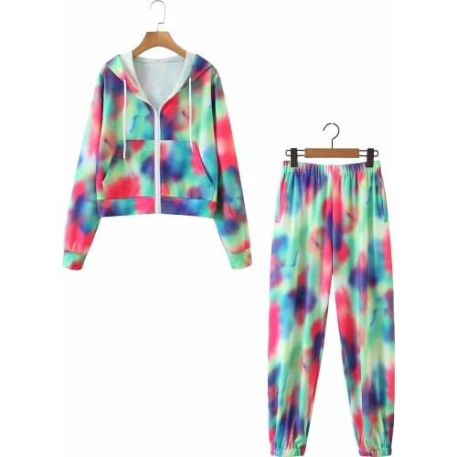 Brandy Mandy 2021 New 2pcs Sets Fashion Women Clothing Hooded Sweatershirts Pants Hoodie Sweatrshirt Tie Dye Clothing Sets