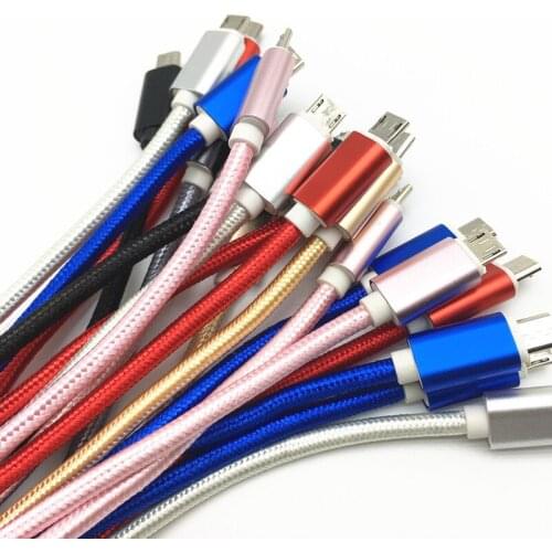 1PC New Charge Cable Cord Lightweight Portable 1M Long Micro USB Data Sync for Android for IPhone for Type-c Random Color