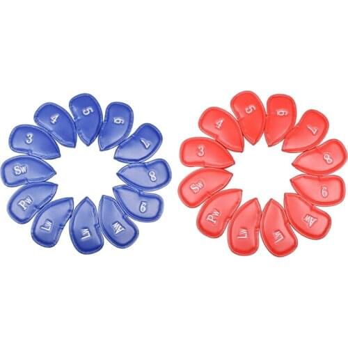 12 Pcs Golf Iron Head Covers Leather Deluxe Club Headcover Putter Protection Protector Golf Accessory