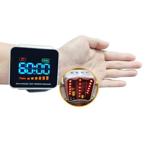 Physiotherapy Rhinitis Hypertension Treatment Diabetic 650nm Low Level Laser Therapy Sinusitis Wrist LLLT Watch 18 Diodes