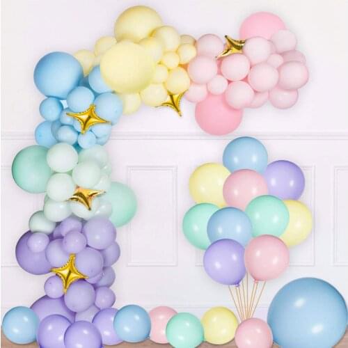 185pcs Macaroon Balloons Garland Sweet Pastel Pink Blue White Latex Ballon Wedding Birthday Party Decoration Air Globos