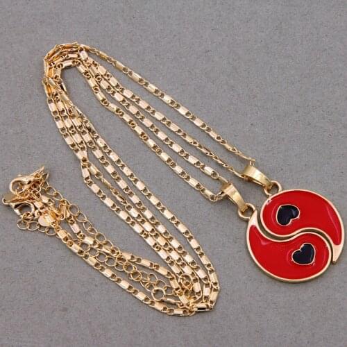 2Pcs Tai Chi Necklace Yin Yang Pendant Puzzle Piece Heart-shaped Necklace Birthday Jewelry Gifts For Couple Or Best Friends