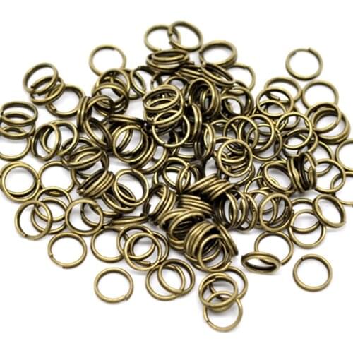 200Pcs Double Loops Split Rings Round Alloy Bronze Tone For Charm Necklaces Jewelry DIY Findings 8x0.6mm