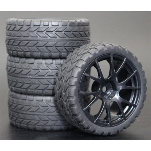 4Pcs 26mm Rubber RC Tyres & Wheel Rims Hex 12 For 1:10th HSP HPI Sprint 2 Drift RS4 On Road 4WD