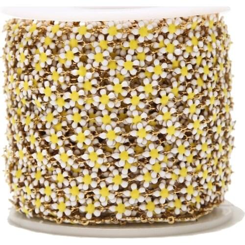 5.5MM width flower Choker Chain stainless steel Handmade Enamel Link Chain Bulk Chain Spool for Jewelry Making