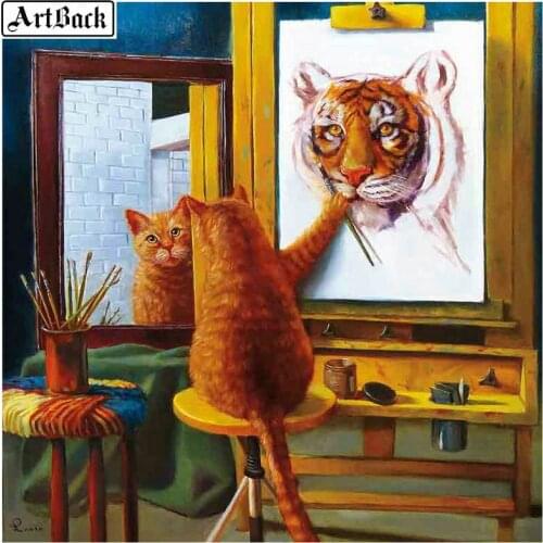 5d diy diamond painting cat painting tiger full square drill diamond embroidery animal 3d diamond mosaic handicraft wall sticker