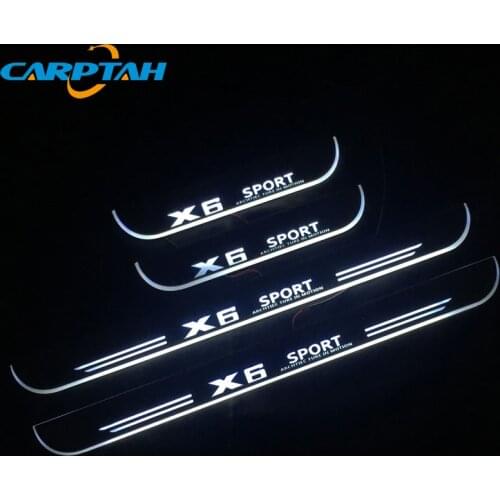 4PCS Acrylic Moving LED Welcome Pedal Car Scuff Plate Pedal Door Sill Pathway Light For BMW X6 E71 E72 F16 F68 2008 - 2019