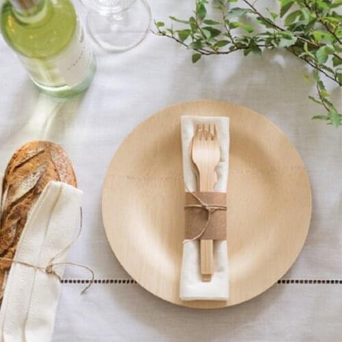 Bamboo Dinner Plate Biodegradable Disposable Tableware Cake Plate Western Food Plate Party Barbecue Outdoor Picnic Bamboo Plate