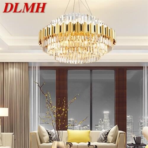 DLMH Pendant Light Postmodern Gold Luxury Crystal LED Lamp Chandelier For Home Dining Living Room