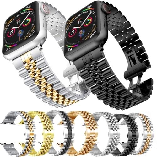 For Apple Watch Band 6 SE 5 4 3 40mm 44mm metal 38mm 42mm Stainless Steel Strap Replacement Bracelet Sport Band for iWatch 6 5 3