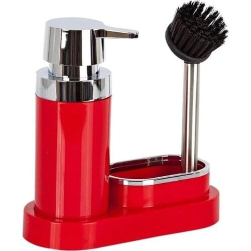 Liquid Soap Dispenser With Brush Dish Sponge Holder Kitchen Bathroom Accessories 5 Colors Washing Bottles Double 3in1