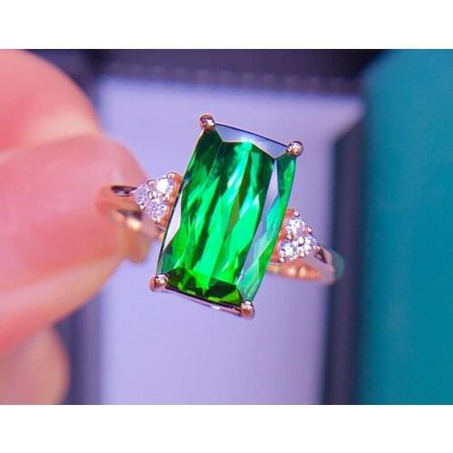 E708 Tourmaline Ring Fine Jewelry Solid 18K Gold Nature Green Tourmaline Gemstones 3.8ct Diamonds Rings for Women Fine Present
