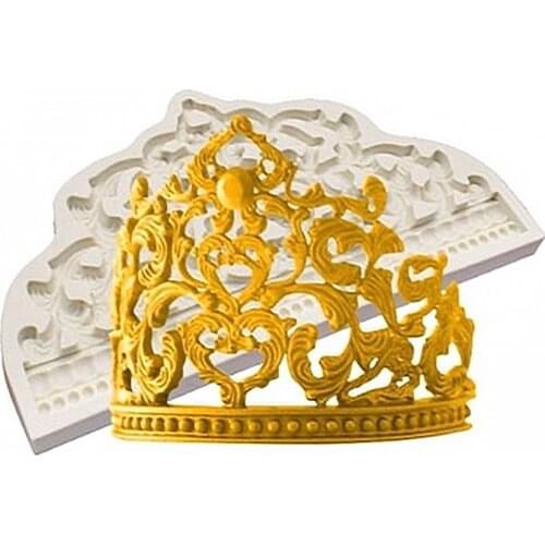 Large Size Crown Cake Fondant MoldsCrown Baroque Style Silicone Mold for Cupcake Topper Chocolate Pastry Jewelry Clay Cake Decor