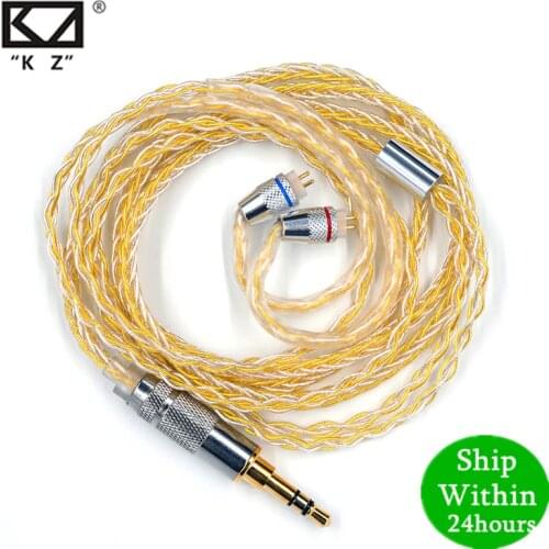 KZ Earphones Gold Silver Mixed plated Upgrade cable Headphone wire for Original ZS10 Pro ZSN ZS10 AS10 AS06 ZST ES4 ZSN Pro AS16