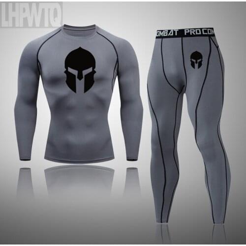 Mens Tight Running Sport Spartan Mens Thermal Underwear Set Clothing Fitness Athletic Training Sportswear Jogging Suits