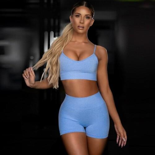 2Pcs Seamless Gym Set Women Sports Bra High Waist Shorts Sportsuit Sports Set Yoga Set Women Fitness Sport Workout Set Women