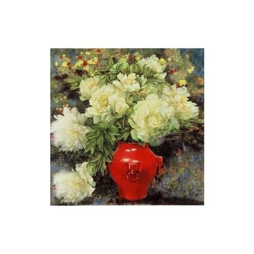 Needlework,Embroidery,DIY 14CT Unprinted Art Cross stitch kits Fashion Cross-Stitching Decor Flower White peony in a Bottle