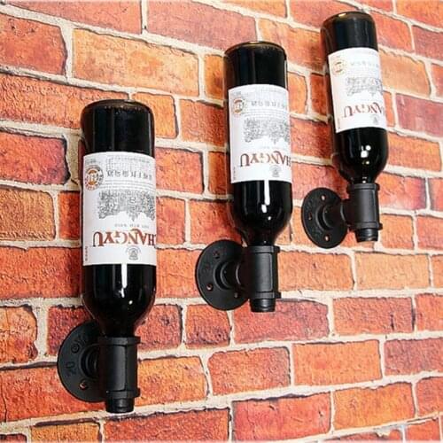 Wall-mounted wine bottle rack Display Shelf Support Water Pipe Shaped Champagne wine Storage Organizer for Kitchen Bar