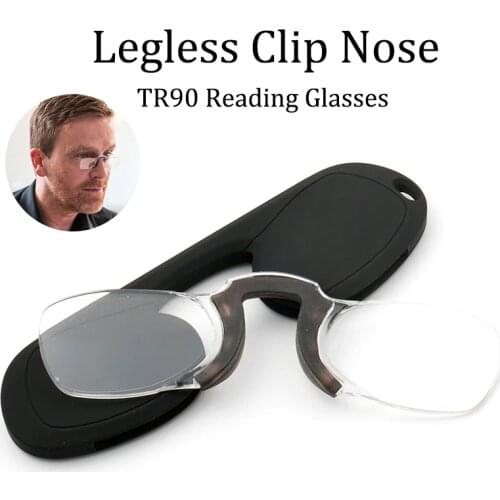2021 High Quality Legless Clip Nose Reading Glasses Men Women Portable Wallet Reader TR Reading Glasses with Case +1.0 To +3.0