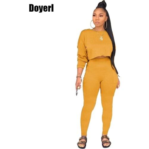 Autumn 2 Piece Set Women Tracksuit Sweatshirt Crop Top and Pants Set Leisure Suit Women Bodycon Two Piece Casual Matching Sets