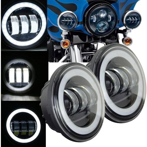 Pair 4 1/2 inch Motorcycle LED Passing Fog Light for Classic FLHR, 30W 4.5Inch Fog Lamp for Road King Touring