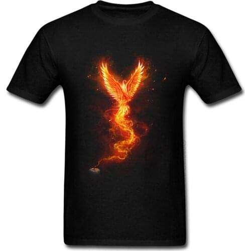 Get $ 2 Coupons Normal Tees Summer/Fall Pure Cotton Top T-shirts Funny Short Sleeve Last Spark Flaming Birds Tee Shirts For Men