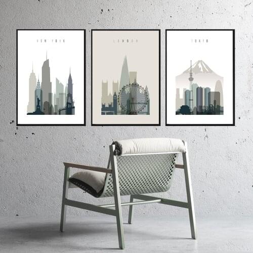 Nordic London New York Tokyo Skyline Poster Wall Art Canvas Painting Hd Prints Wall Pictures For Living Room Office Simple Decor