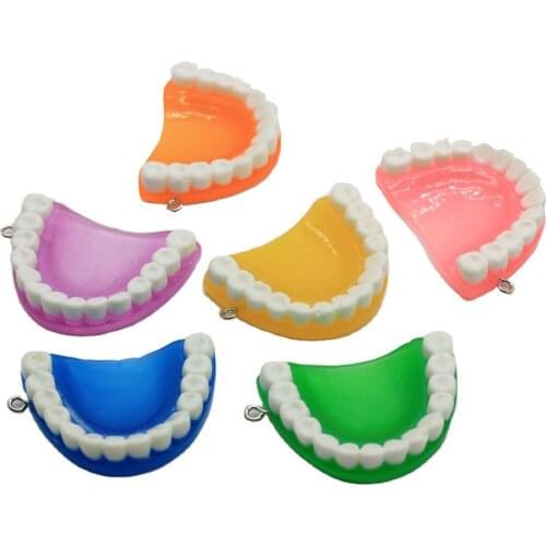Lovely Fancy Colorful False Tooth Charms Korea Imitation Teeth Pendants For Jewelry Making Findings DIY