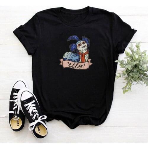 Ello T Shirt Women Cartoon Animal Printing Tshirt Women Funny Round Neck Women T-shirts Gothic Clothing Tee Shirt Femme Tops