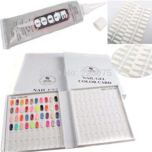 Professional 120 Colors Nail Art Gel Polish Practice Tip Book Chart Display Glue Adhesive Set