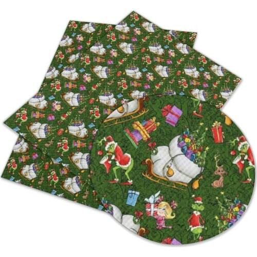 Christmas Tree Snowman Faux Leather Printed Synthetic Used to Decorate Shoes and Mobile Phone Cases