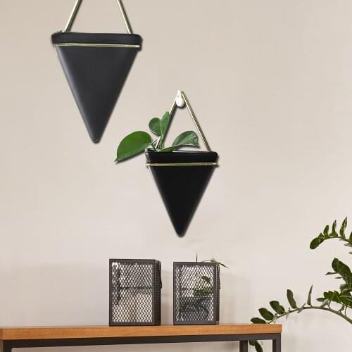 Fashion Triangle Ceramic Vase Wall Hanging Flower Pots Vases Nordic Home Decoration Wall Vase Plant Hanger Planter Wall Decor