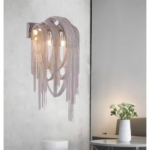 Postmodern silver wall lamp bedside background wall living room villa hotel staircase bedroom wall lamp