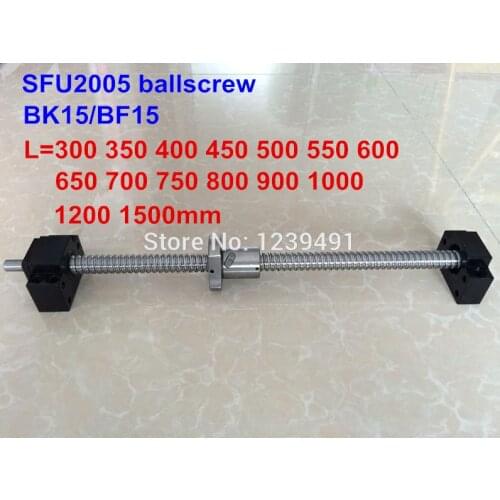 SFU2005 set 200 250 300 350 400 450 500 550 600 650 700 750 800 850 900 1000m ballscrew + BK15/BF15 CNC parts