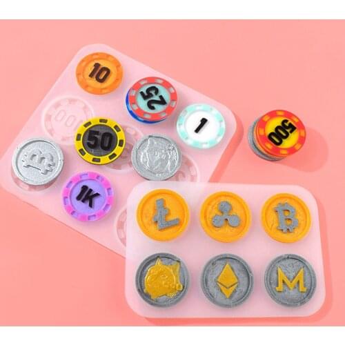 Silicone Molds Ornaments for DIY Epoxy Soap Digital Figure Resin Casting Game Crafts Mold for Plaster Clay Coins Chips